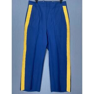 Marlow White Pants Men 36R Blue Suspender Military Band Trousers Classic